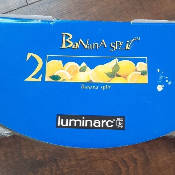 Brand New 2 Piece‎ Luminarc Made In France Clear Glass Banana Split Dishes - Picture 4 of 10